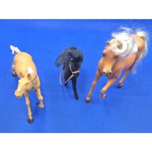 Lot of 3 Vintage Horse Miniatures 6-8" Brown Black